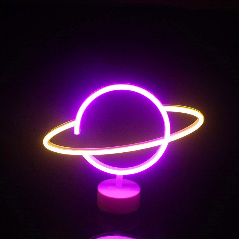 Moderne kreative Planet Neon-Kunststoff-LED-Nachtlicht-Tischlampe