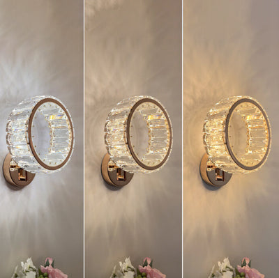Nordic Light Luxury Crystal Ring LED Wall Sconce Lamp