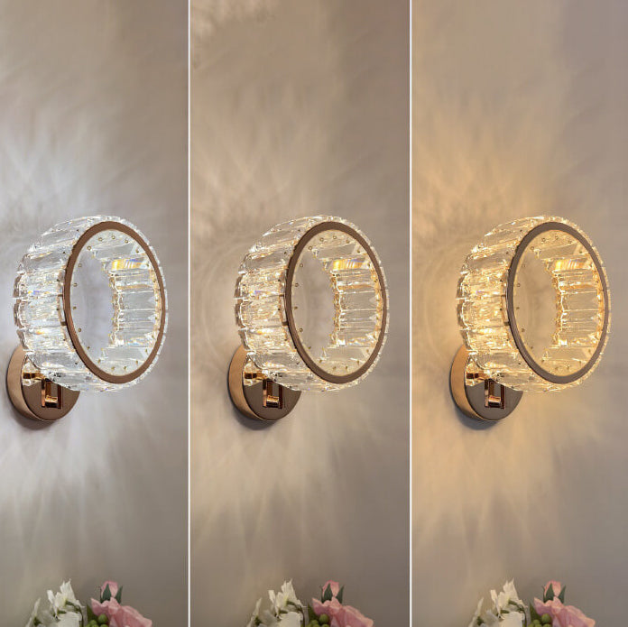 Nordic Light Luxury Crystal Ring LED Wall Sconce Lamp