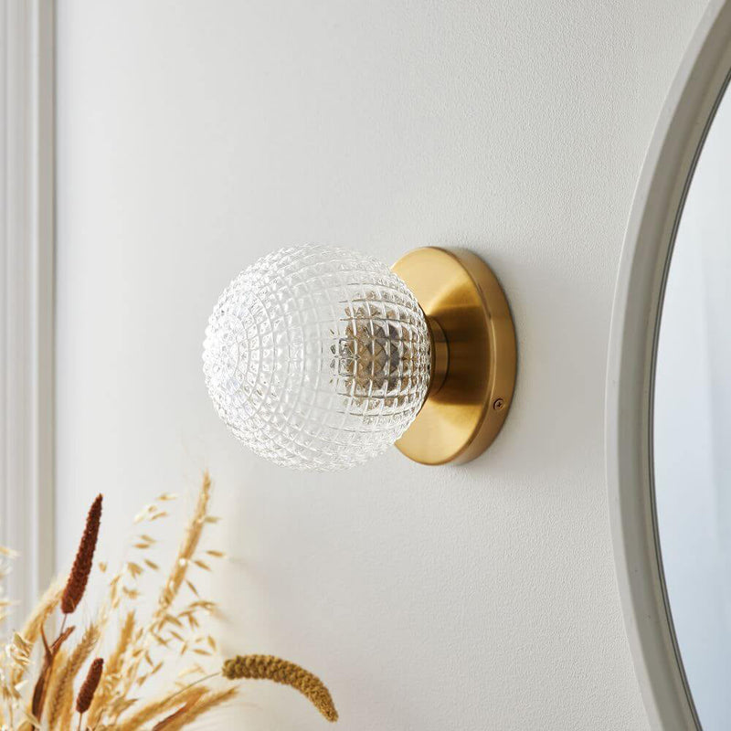 Nordic Retro Plaid Spherical Design 1-Light Wall Sconce Lamp