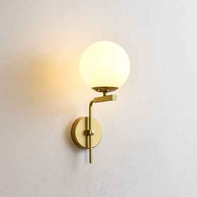 Nordic Simple Glass Round Ball Iron Right Angle Arm 1-Light Wall Sconce Lamp