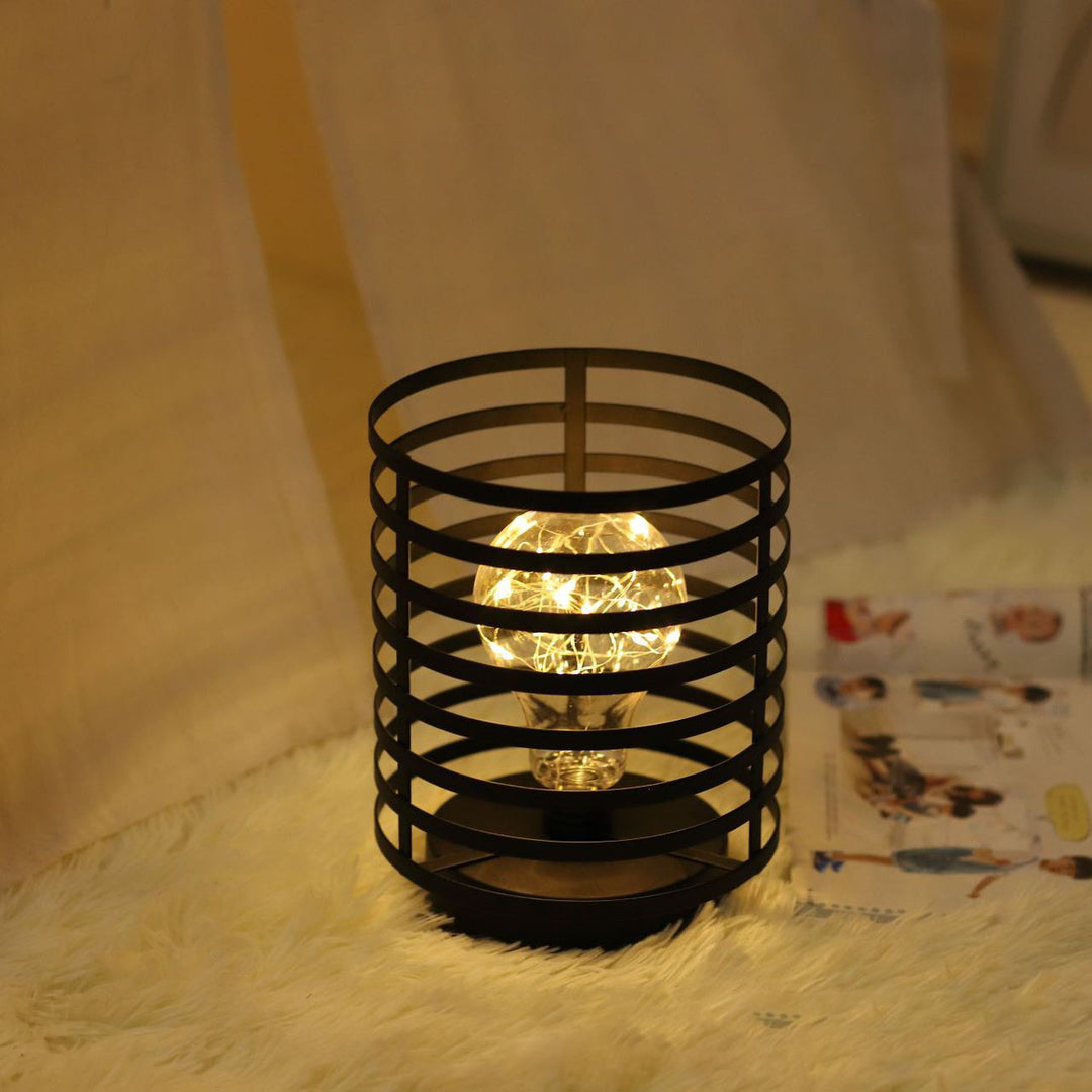 Modern Minimalist Round Column Iron LED Battery Night Light Table Lamp