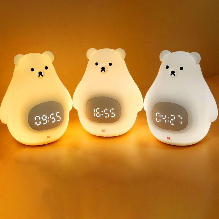 Réveil en silicone ours polaire avec lumière LED de nuit 