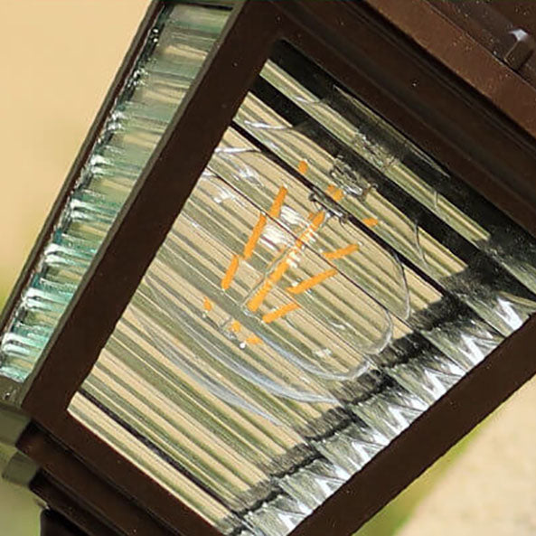 European Outdoor Striped Glass Square Cage 1-Light Wall Sconce Lamp