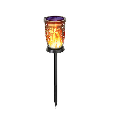 Solar Flame Petal Column Outdoor Garden 96 LED Landscape Decorative Path Light