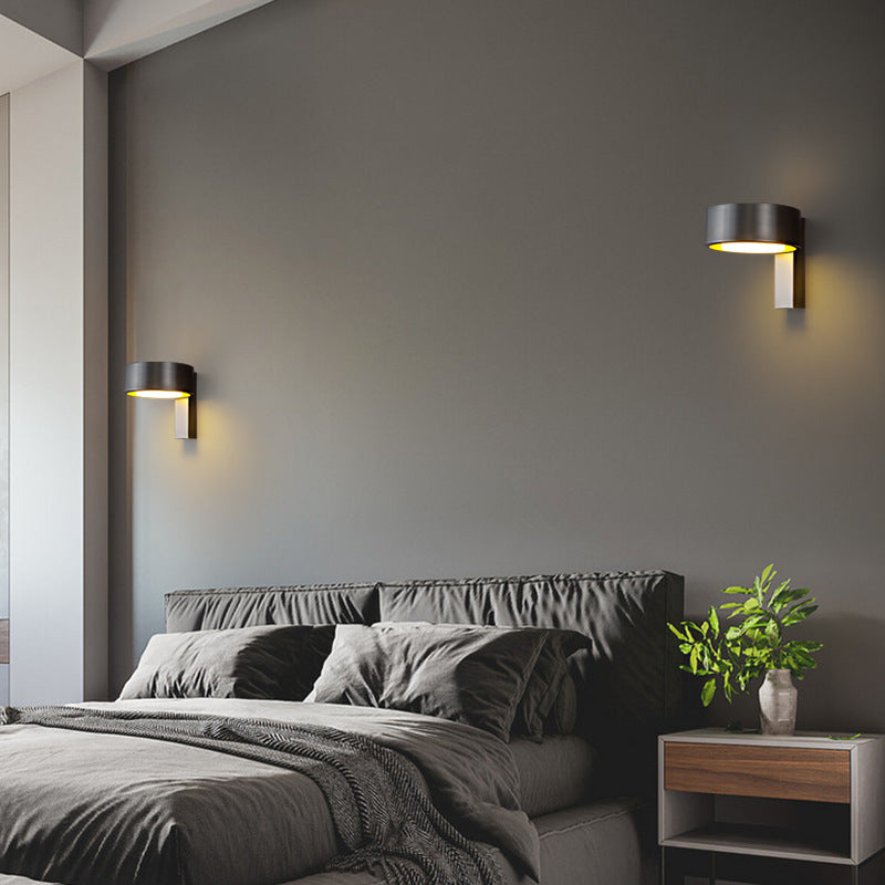 Moderne minimalistische runde Rechteck Vollkupfer Acryl LED Wandleuchte Lampe für Schlafzimmer 