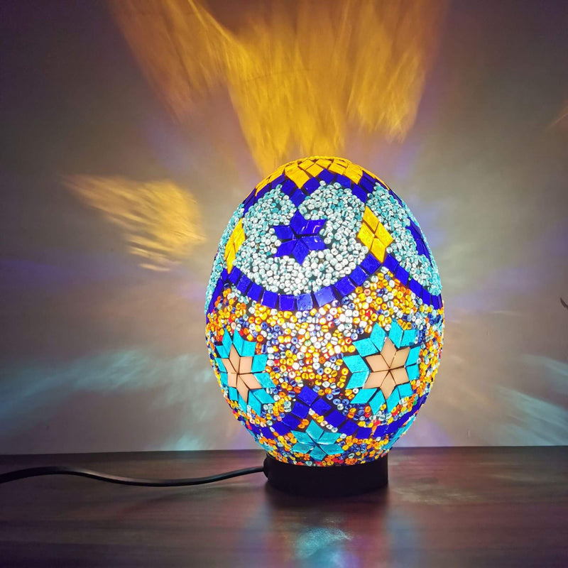 Turkish Handcrafted Mosaic Glass Egg-shaped 1-Light Table Lamp