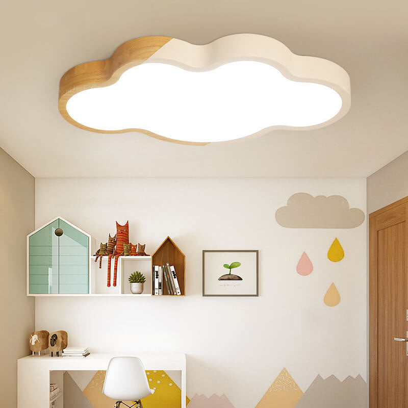 Nordic Logs Cloud Macaroon LED Kids Flush Mount Ceiling Light