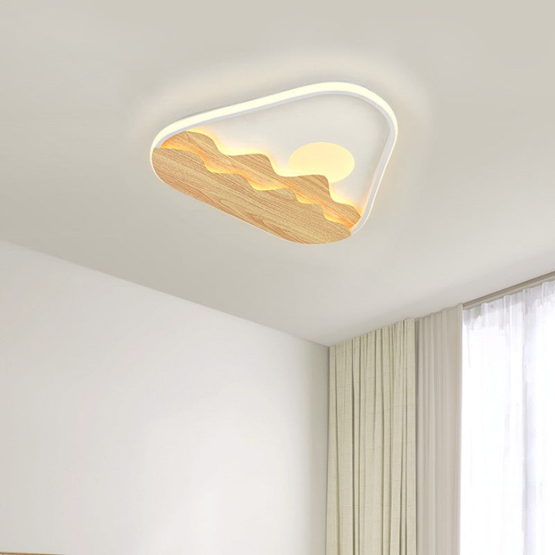 إضاءة سقف LED بتصميم مثلثي خشبي أكريليك حديث وبسيط 