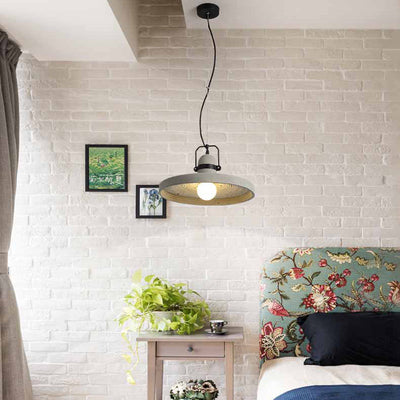 Industrial Vintage Cement Round Disc 1-Light Pendant Light