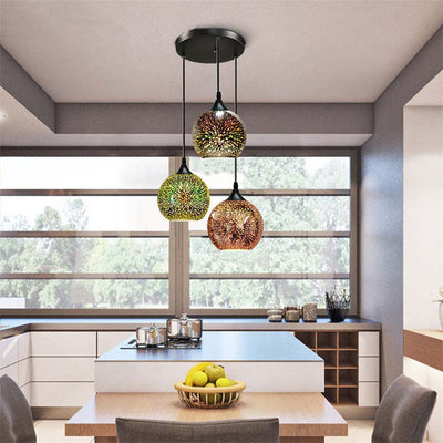 Modern Creative 3D Colorful Fireworks Glass Dome 2/3 Light Island Light Chandelier