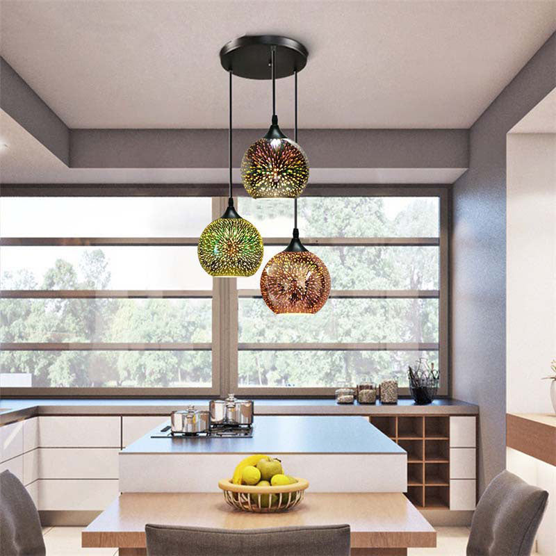 Modern Creative 3D Colorful Fireworks Glass Dome 2/3 Light Island Light Chandelier