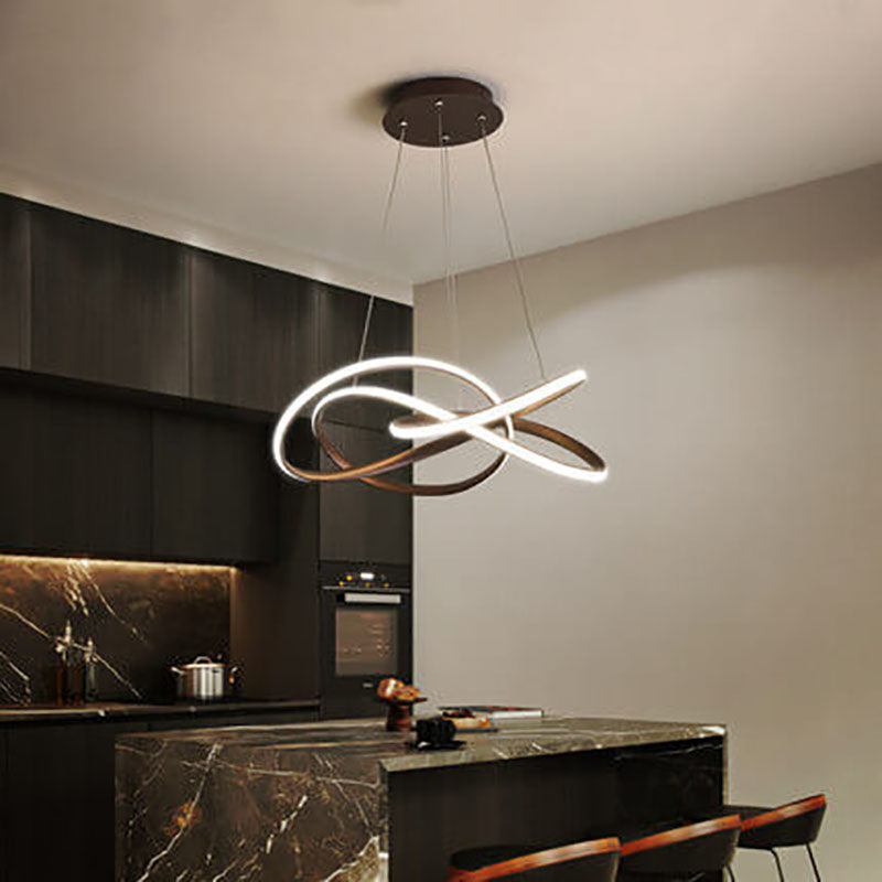 ثريا LED من الألومنيوم والأكريليك بتصميم حلقة فنية نوردية 