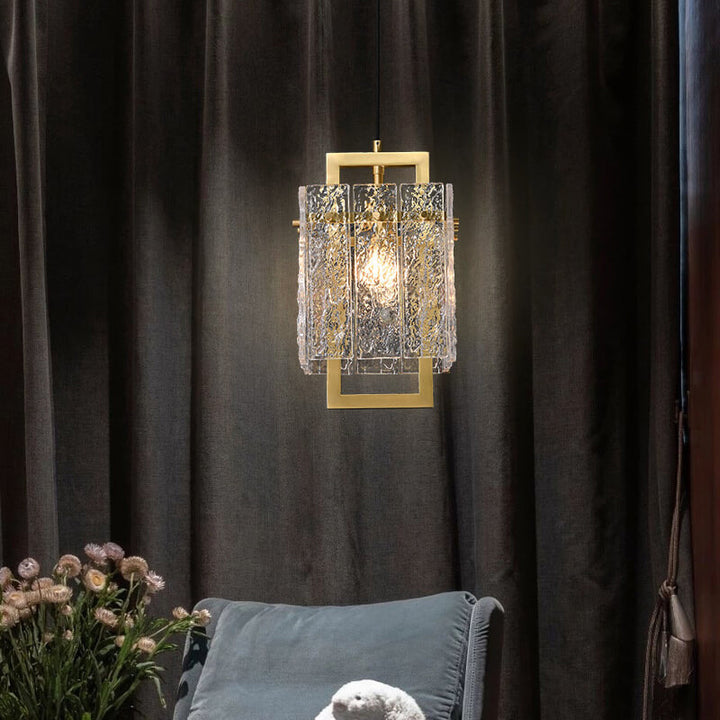 Moderne Luxus Glas Messing Quadrat 1-Licht Pendelleuchte 