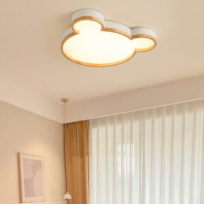 Nordic Wood Bear Shape LED Kids Flush Mount Ceiling Light