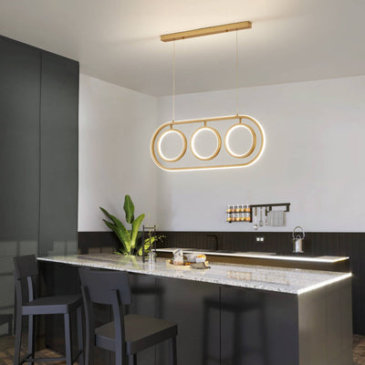 Modern Minimalist Golden Round Oval Iron LED Chandelier