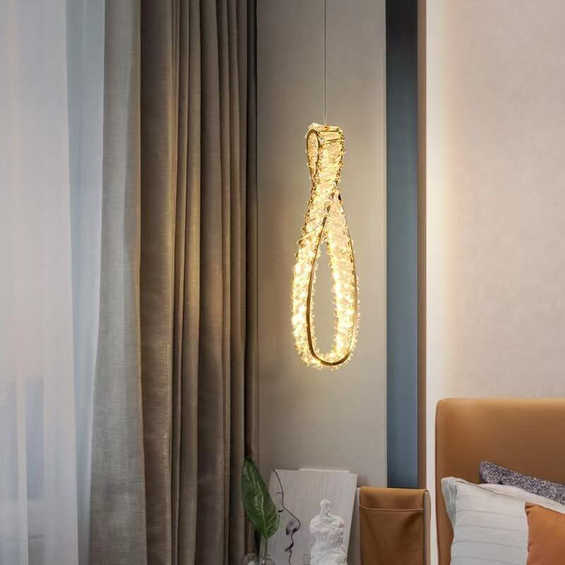 Modern Light Luxury Ring Crystal Hardware LED Pendant Light