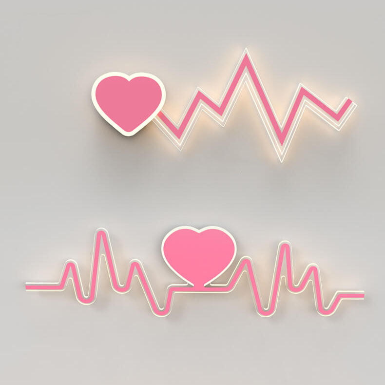 Modern Minimalist Pink Heart Curves LED Wall Sconce Lamp