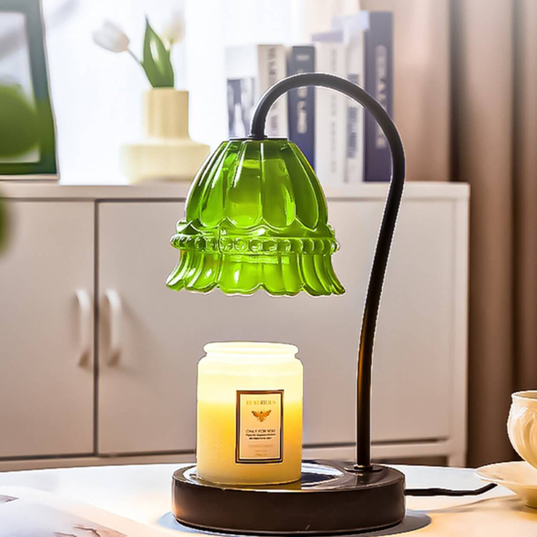 Vintage Lily Valley Glasmarmor 1-Licht-Dimmer-Schmelzen-Wachs-Tischlampe