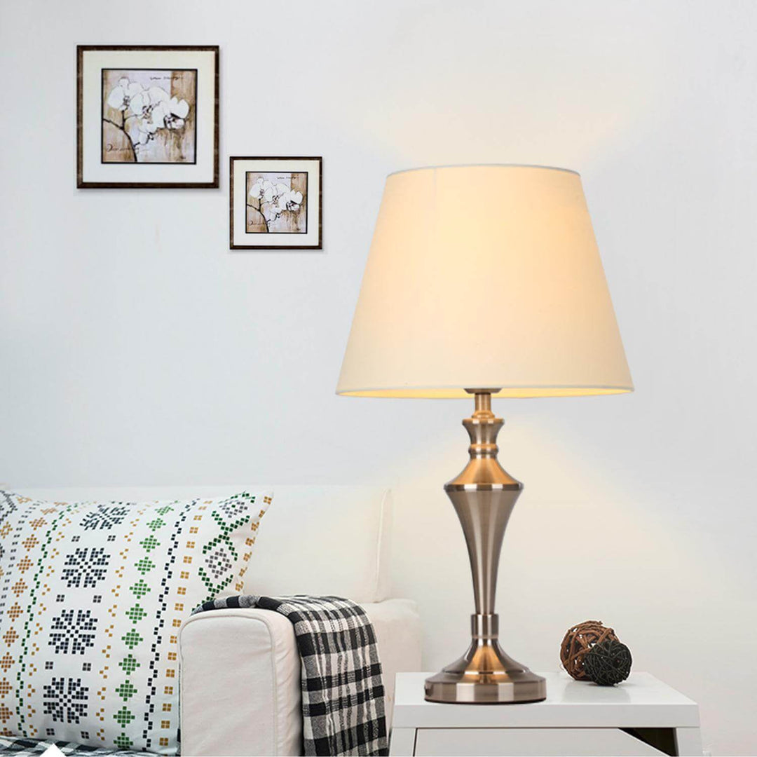 Nordic Minimalist Beige Fabric 1-Light Table Lamp