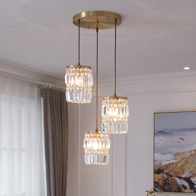 Nordic Light Luxury Full Brass Crystal 1\3-Light Chandelier