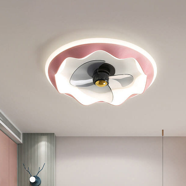 Modern Creative Round Wave LED Flush Mount Ceiling Fan Light