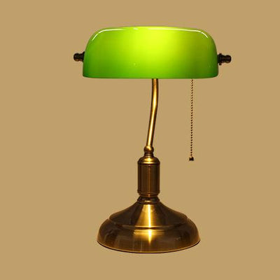 Retro Green Glass 1-Light LED Zipper Switch Table Lamp