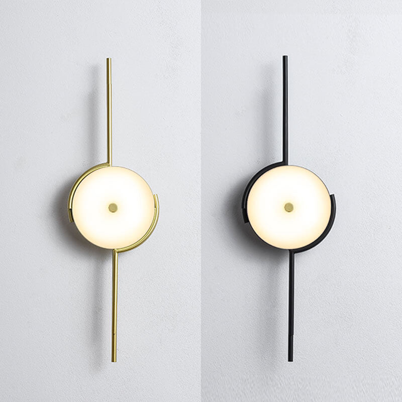 Simple Light Luxury Creative Geometric Round Clock Design 1-Light Wall Sconce Lamp