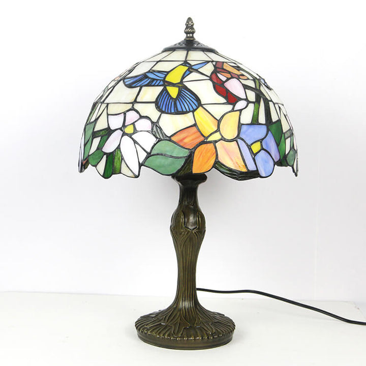 Traditionelle Tiffany-Tischlampe im rustikalen Floral-Design mit Glasschirm aus Legierung, 1-flammig, für das Schlafzimmer 