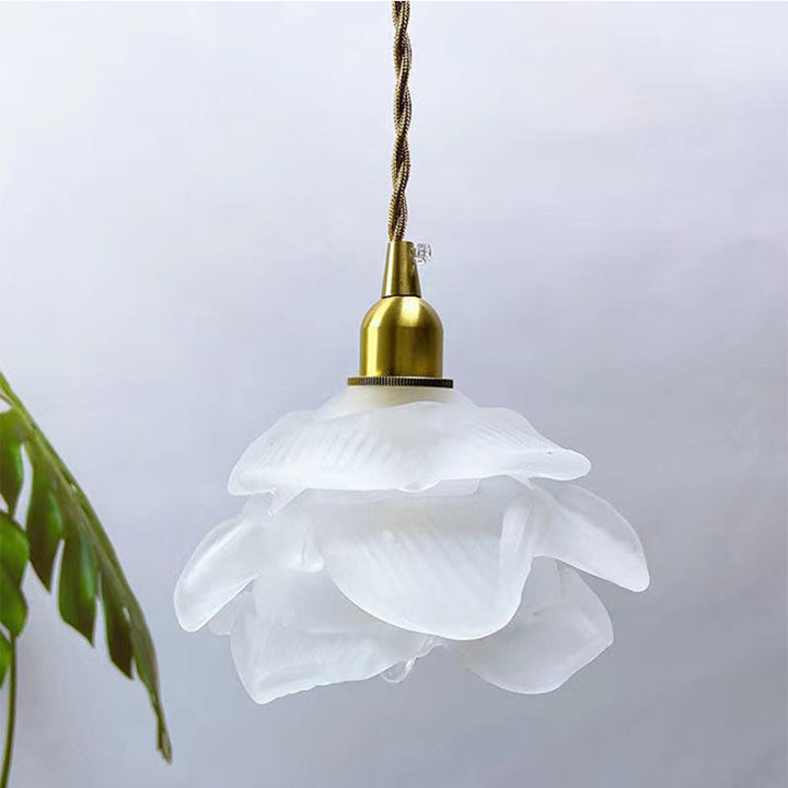 Moderne Art Deco Messing Floral Glas Schatten 1-Licht Pendelleuchte für Schlafzimmer 