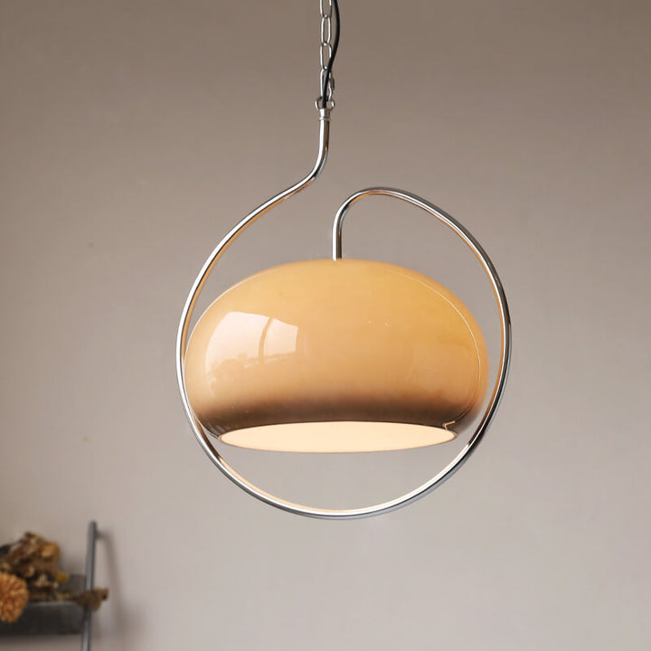 European Vintage Round Ball Iron Glass 1-Light Pendant Light