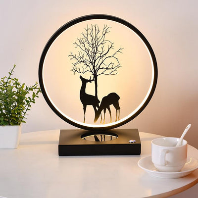 Decorative Tree & Deer's Mobile Phone Wireless Charging Touch Dimming LED Table Lamp