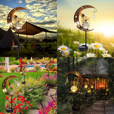 Modern Solar Moon Fairy Decorative Iron LED Outdoor Landscape Lighting