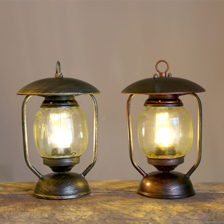 Lampe de table en verre à 1 lumière en fer forgé rétro européen 