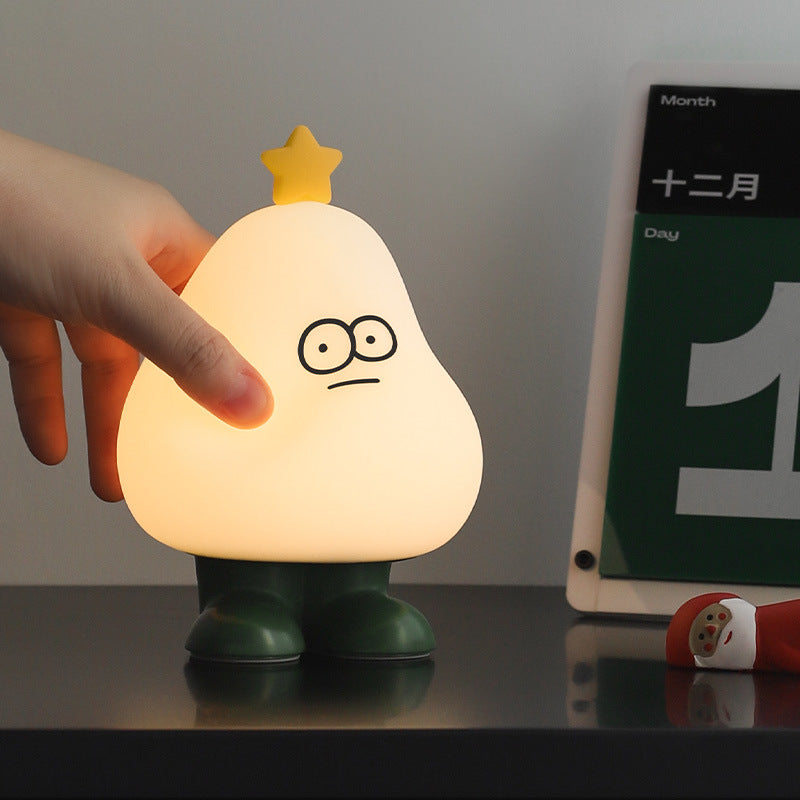 Creative Cartoon Pear Silicone Timing LED Night Light Table Lamp