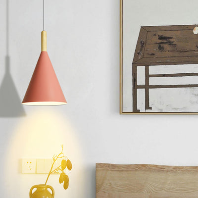 Nordische minimalistische Macaron Kegel Holz 1-Licht Pendelleuchte