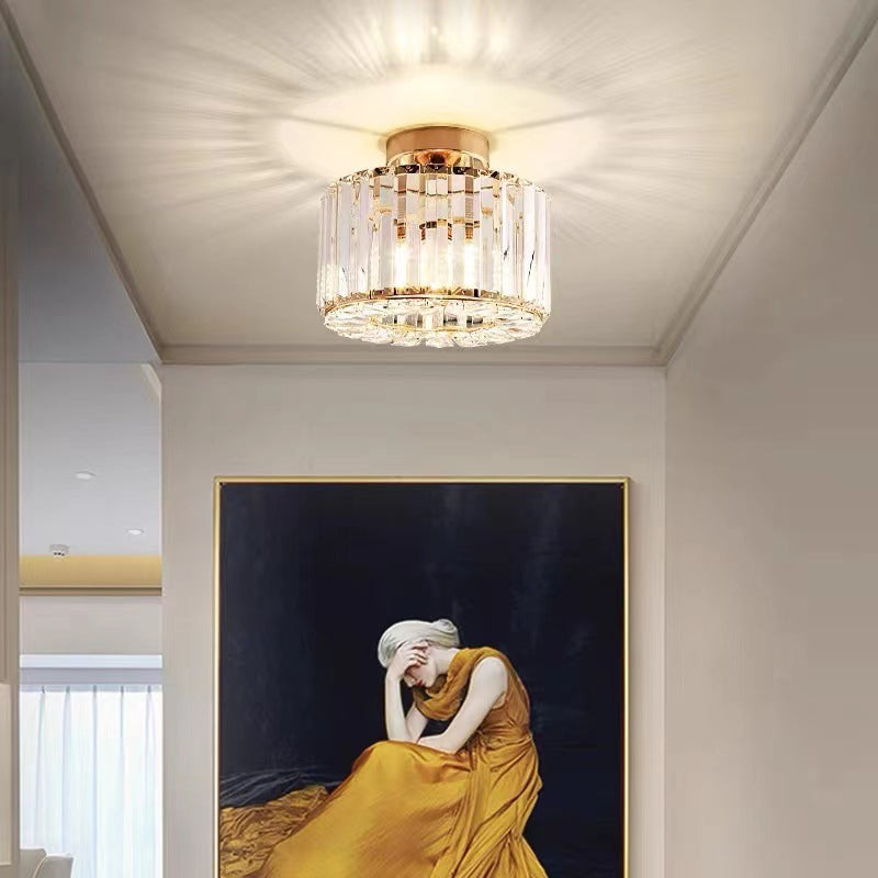 Moderne luxuriöse Kristall-Deckenleuchte in runder oder quadratischer Form, 1-flammig, als Semi-Flush-Mount für das Wohnzimmer 
