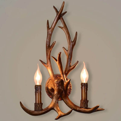 Industrial Resin Retro Antler 2-Light Creative Wall Sconce Lamp