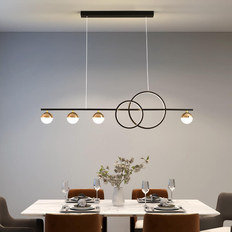 Modern Luxury Long Strip Round Globe Design LED Island Light Chandelier
