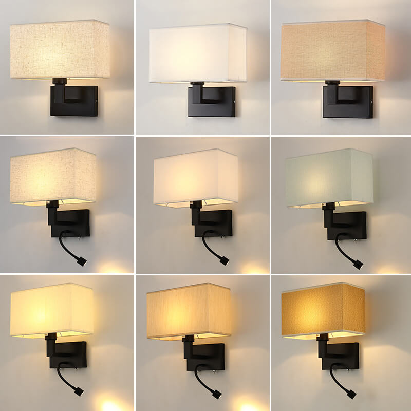 Moderne minimalistische rechteckige Eisenstoff-Wandleuchte mit zwei Lichtern in Uni-Farbe 