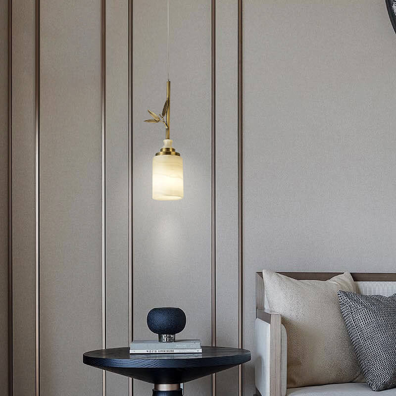 Modern Luxury Marble Column Brass 1-Light Pendant Light