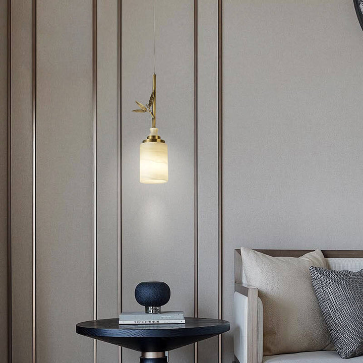 Modern Luxury Marble Column Brass 1-Light Pendant Light