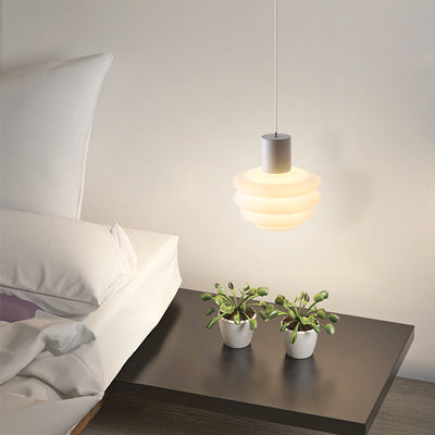 ضوء قلادة LED بلاستيكي دائري متعدد الطبقات من الحديد المدلفن لغرفة النوم بتصميم اسكندنافي معاصر 