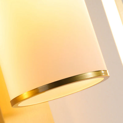 Modern Chinese Brass Jade Ring Knot LED Wall Sconce Lamp