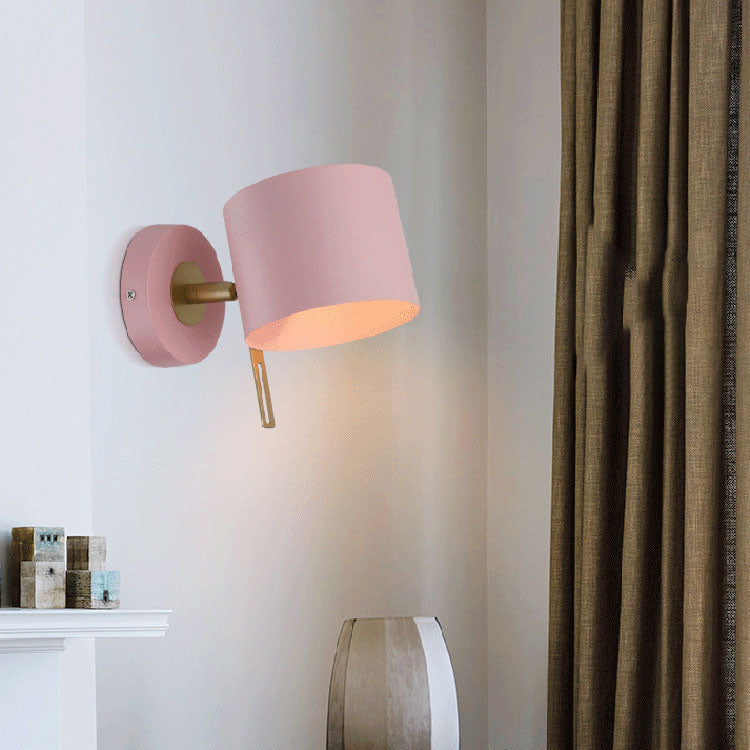 Nordic Minimalist Macaron Solid Color Iron 1-Light Wall Sconce Lamp