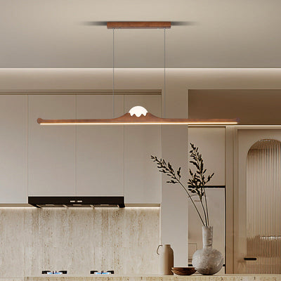 Nordic Retro Schwarz Walnuss Massivholz Langstreifen LED Insel Licht Kronleuchter 