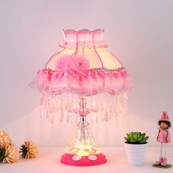 Lampe de table 1 lumière en verre avec tissu de style européen pour mariage 