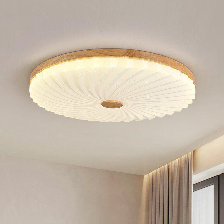 Moderne runde LED-Deckenleuchte mit Log-Plissee-Sterneffekt 