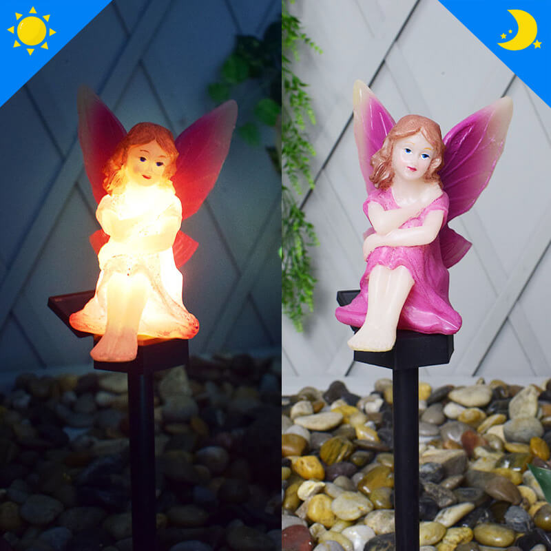 Solar Flower Fairy Plastic Outdoor LED Ground Insert Lawn Landscape Light