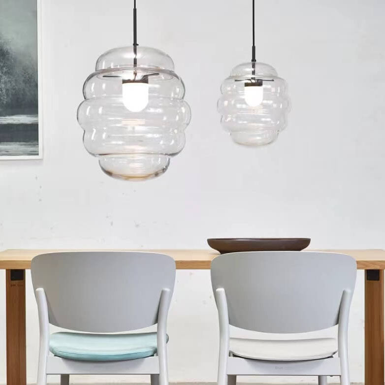 Modern Creative Shapes Clear Glass Metal 1-Light Pendant Light